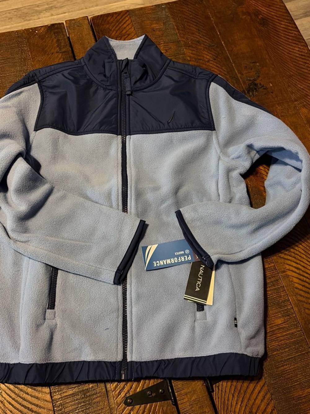 Nautica Light Blue and Navy Performance Fleece Jacket
